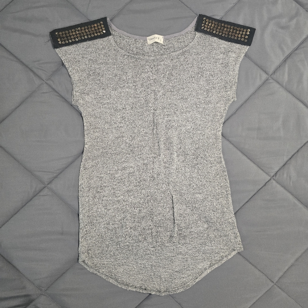 Poetry Heather Gray Knit Top